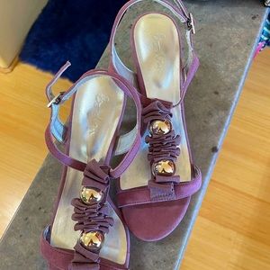 Boden Leather Suede Kitten Heels in Lilac